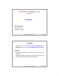 Counting: Permutations, Combinations
