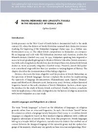 Fading Memories and Linguistic Fossils in the Religiolect of Kerala Jews 85