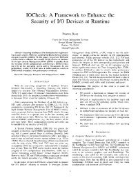 Iocheck: a Framework to Enhance the Security of I/O Devices at Runtime