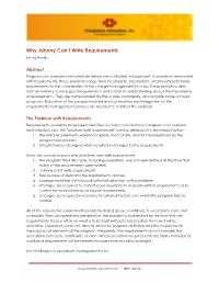 Why Johnny Can't Write Requirements Any Contractor Who Has Tried to Respond to a Set of Requirements Knows the Difficulty of the Task