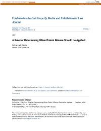 A Rule for Determining When Patent Misuse Should Be Applied
