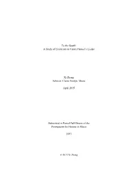A Study of Exoticism in Fanny Hensel's Lieder Xi Zhang Advisor