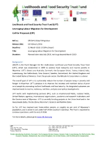 Leveraging Labour Migration for Development Call for Proposals (Cfp)