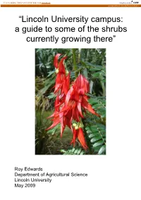 Lincoln University Campus: a Guide to Some of the Shrubs Currently Growing There”