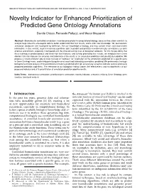 Novelty Indicator for Enhanced Prioritization of Predicted Gene Ontology Annotations
