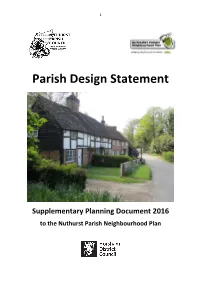 Nuthurst Parish Design Statement Contents Title Page No
