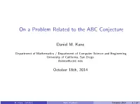 On a Problem Related to the ABC Conjecture