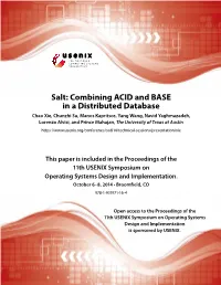 Salt: Combining ACID and BASE in a Distributed Database