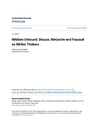 Strauss, Nietzsche and Foucault As Nihilist Thinkers