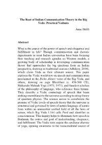 The Root of Indian Communication Theory in the Ṛig Veda: Practical Vedānta