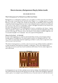 How to Become a Backgammon Hog by Stefan Gueth