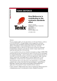 Tenix Defence Systems TENIX DEFENCE Et N Otategneig Nieproposal for Engineering)Online Ments Andcontract Major Australian Defence Projects
