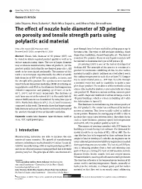 The Effect of Nozzle Hole Diameter of 3D Printing on Porosity and Tensile