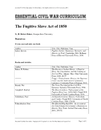 The Fugitive Slave Act Resources