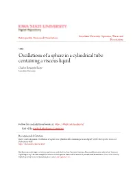 Oscillations of a Sphere in a Cylindrical Tube Containing a Viscous Liquid Charles Benjamin Basye Iowa State University