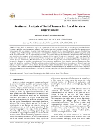 Sentiment Analysis of Social Sensors for Local Services Improvement