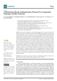 A Blockchain-Based Authentication Protocol for Cooperative Vehicular Ad Hoc Network