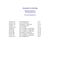 500 Block Excavation Summaries