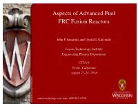 Aspects of Advanced Fuel FRC Fusion Reactors