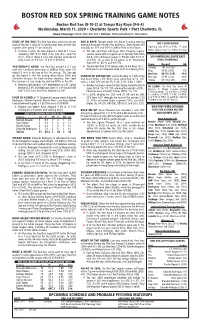 Boston Red Sox Spring Training Game Notes