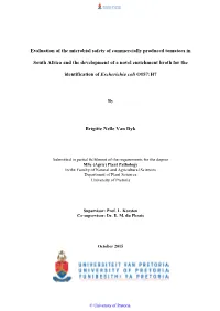 Evaluation of the Microbial Safety of Commercially Produced Tomatoes In