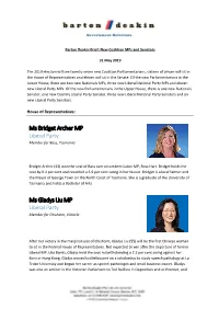 Ms Bridget Archer MP Ms Gladys Liu MP