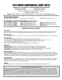 Rubberducks Game Notes 063018