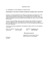 STP-03-074, Acceptance to the Health Physics Technology