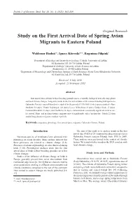 Study on the First Arrival Date of Spring Avian Migrants to Eastern Poland