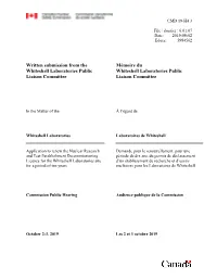 Written Submission from the Whiteshell Laboratories Public