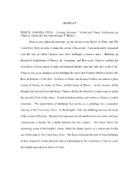 ABSTRACT HOLLIS, AMANDA JULIA. Creating Structure: Verbal and Visual Architecture in Chaucer. (Under the Direction of Linda T