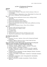 Ag. Ento. 3.1 Fundamentals of Entomology Credit Ours: (2+1=3) THEORY Part – I 1