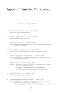 Appendix I: Interdoc Conferences