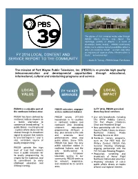 Fy 2014 Local Content and Service Report in the Community