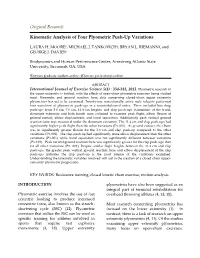 Kinematic Analysis of Four Plyometric Push-Up Variations