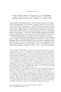 Tauler, Herp and the Changing Layers of Mobility and Reception in the Low Countries (C