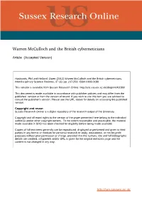 Warren Mcculloch and the British Cyberneticians