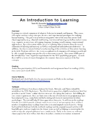 An Introduction to Learning Todd M