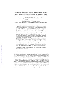 Analysis of Current RDM Applications for the Interdisciplinary Publication of Research Data