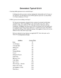 Generators Typical Q & A