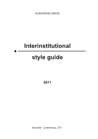 Interinstitutional Style Guide Website in 2011