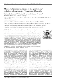 Macroevolutionary Patterns in the Evolutionary Radiation of Archosaurs (Tetrapoda: Diapsida) Stephen L