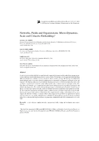 Networks, Fields and Organizations: Micro-Dynamics, Scale and Cohesive Embeddings∗