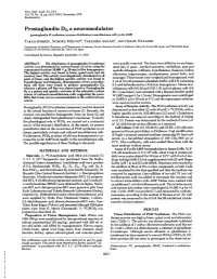Prostaglandin D2, a Neuromodulator