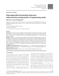 Sequence Analysis Data-Dependent Bucketing Improves Reference-Free Compression of Sequencing Reads Rob Patro1 and Carl Kingsford2,*