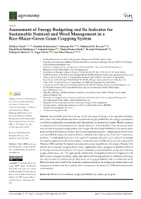 Assessment of Energy Budgeting and Its Indicator for Sustainable Nutrient and Weed Management in a Rice-Maize-Green Gram Cropping System