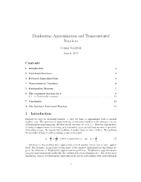 Diophantine Approximation and Transcendental Numbers