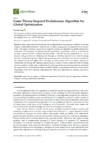 Game Theory-Inspired Evolutionary Algorithm for Global Optimization