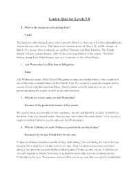 Lenten Quiz for Levels 5-8