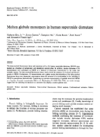 Molten Globule Monomers in Human Superoxide Dismutase